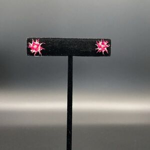 Item 397 Pink and white silicone spiky earrings